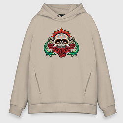 Мужское худи оверсайз Розы и черепок