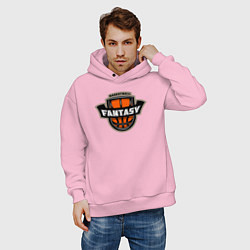 Толстовка оверсайз мужская Basketball fantasy, цвет: светло-розовый — фото 2