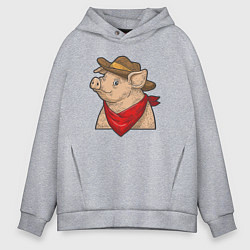 Мужское худи оверсайз Свинка ковбой