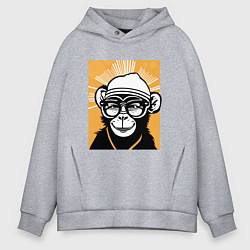 Мужское худи оверсайз Обезьяна и очки