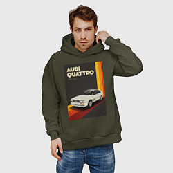 Толстовка оверсайз мужская Audi Quattro автомобиль, цвет: хаки — фото 2