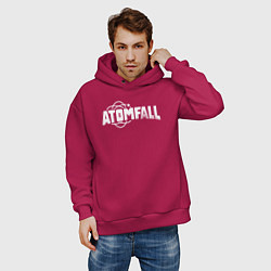 Толстовка оверсайз мужская Atomfall logo, цвет: маджента — фото 2