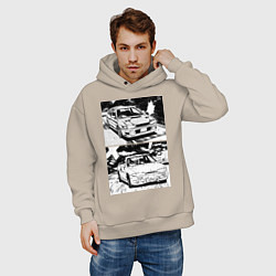 Толстовка оверсайз мужская Nissan silvia subaru forester, цвет: миндальный — фото 2