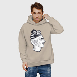 Толстовка оверсайз мужская Обезьяна в голове, цвет: миндальный — фото 2