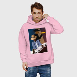Толстовка оверсайз мужская Музыкант джаз, цвет: светло-розовый — фото 2
