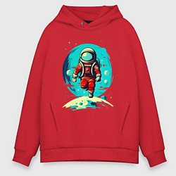 Мужское худи оверсайз Космонавт на фоне луны