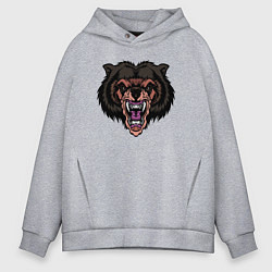 Мужское худи оверсайз Злобный бурый медведь