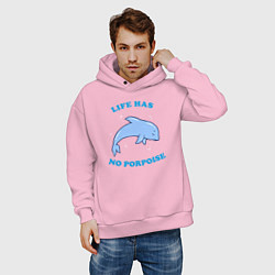Толстовка оверсайз мужская Life has no porpoise, цвет: светло-розовый — фото 2