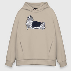 Мужское худи оверсайз Волк бабушка из сказки Красная шапочка