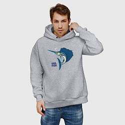 Толстовка оверсайз мужская Рыба-парусник, цвет: меланж — фото 2