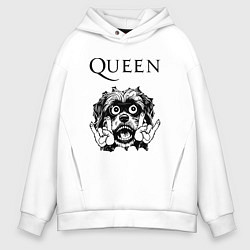 Толстовка оверсайз мужская Queen - rock dog, цвет: белый