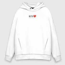 Толстовка оверсайз мужская BTS Сердечко, цвет: белый