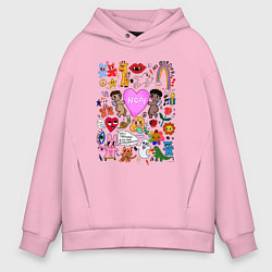 Мужское худи оверсайз Y2K hope heart - cartoon pop art childrens drawing