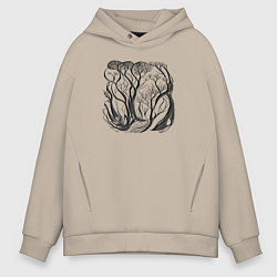 Мужское худи оверсайз Природа и деревья в стиле модерн