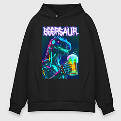 Мужское худи оверсайз Neon cyber beersaur - neon glow fantasy