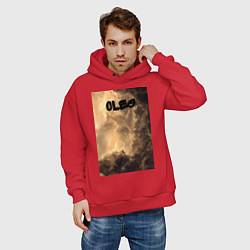 Толстовка оверсайз мужская Oleg облака мрачные, цвет: красный — фото 2