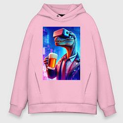 Мужское худи оверсайз Пивозавр в виртуальных очках - нейроарт