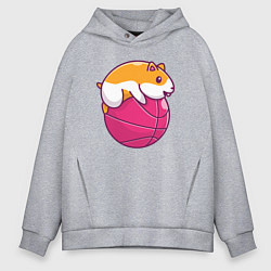 Толстовка оверсайз мужская Хомяк баскетболист, цвет: меланж