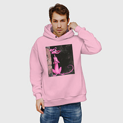 Толстовка оверсайз мужская Розовая пантера у стены, цвет: светло-розовый — фото 2