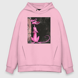 Мужское худи оверсайз Розовая пантера у стены