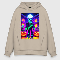 Мужское худи оверсайз Halloween and Minecraft - neon collaboration