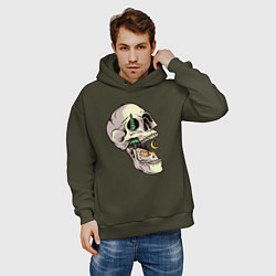 Толстовка оверсайз мужская Кемпинг в черепе, цвет: хаки — фото 2