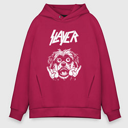 Толстовка оверсайз мужская Slayer rock dog, цвет: маджента