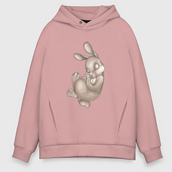 Мужское худи оверсайз Спящий милый заяц