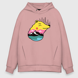 Мужское худи оверсайз Лесной медведь и человек