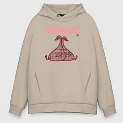 Мужское худи оверсайз Гусси - два гуся - в клетку