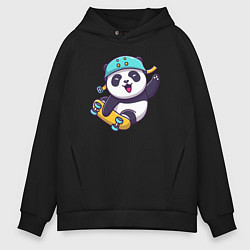 Толстовка оверсайз мужская Skater panda, цвет: черный