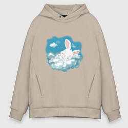 Мужское худи оверсайз Зайчик спит на облаках