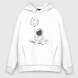 Мужское худи оверсайз Космонавт и лунный шарик