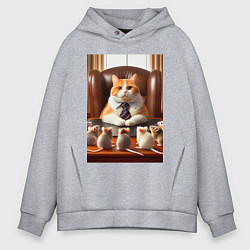 Мужское худи оверсайз Рыжий кот босс - нейроарт