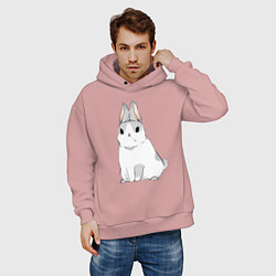 Толстовка оверсайз мужская Кролик жует траву, цвет: пыльно-розовый — фото 2