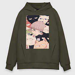 Мужское худи оверсайз Девушка с котиками