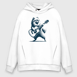 Мужское худи оверсайз Шпиц играет на гитаре укулеле