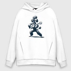 Мужское худи оверсайз Пудель играет на гитаре укулеле