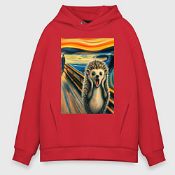 Мужское худи оверсайз Ёжик кричит на картине Эдварда Мунка - мем искусст