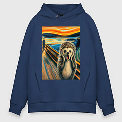 Мужское худи оверсайз Ёжик кричит на картине Эдварда Мунка - мем искусст