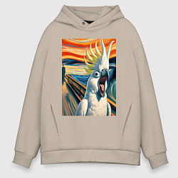 Мужское худи оверсайз Попугай какаду кричит на картине Эдварда Мунка - м