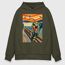 Мужское худи оверсайз Оса кричит на картине Эдварда Мунка - мем искусств