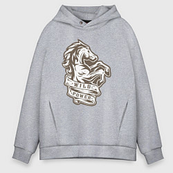 Мужское худи оверсайз Конь - дикая энергия