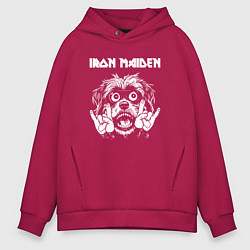 Толстовка оверсайз мужская Iron Maiden rock dog, цвет: маджента