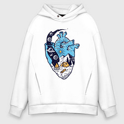 Мужское худи оверсайз Космический кемпинг в сердце