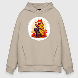 Мужское худи оверсайз Рыба с глинтвейном