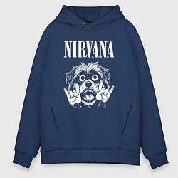 Толстовка оверсайз мужская Nirvana rock dog, цвет: тёмно-синий