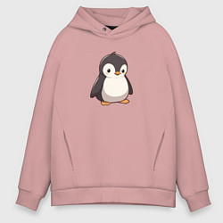 Толстовка оверсайз мужская Милый пингвин в стиле аниме, цвет: пыльно-розовый