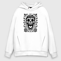 Мужское худи оверсайз Татуировка смеющегося черепа