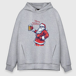 Мужское худи оверсайз Merry Christmas Santa beer